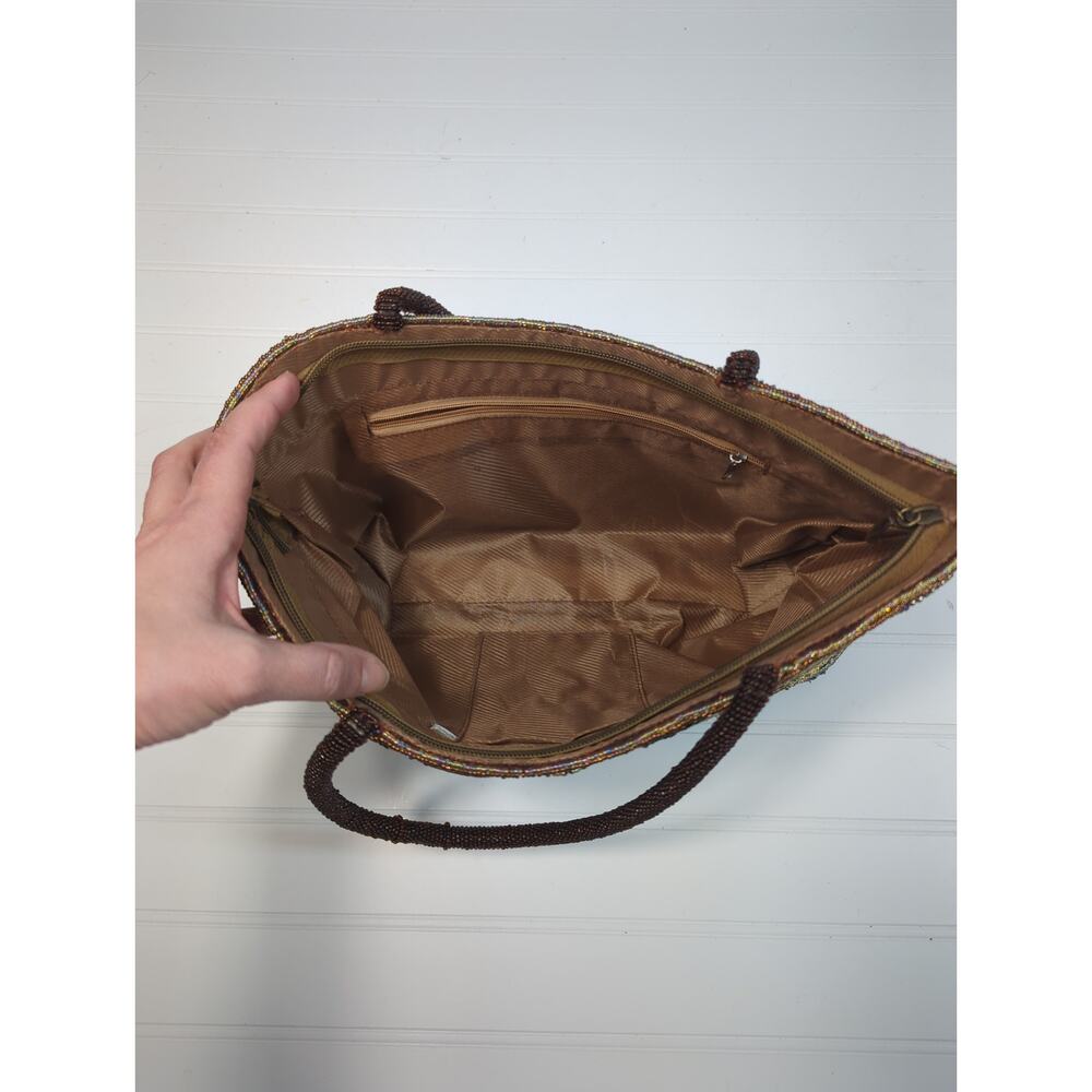 Beaded Sequins Embroidered Top Handle Bag‎ Brown - Picture 6 of 9